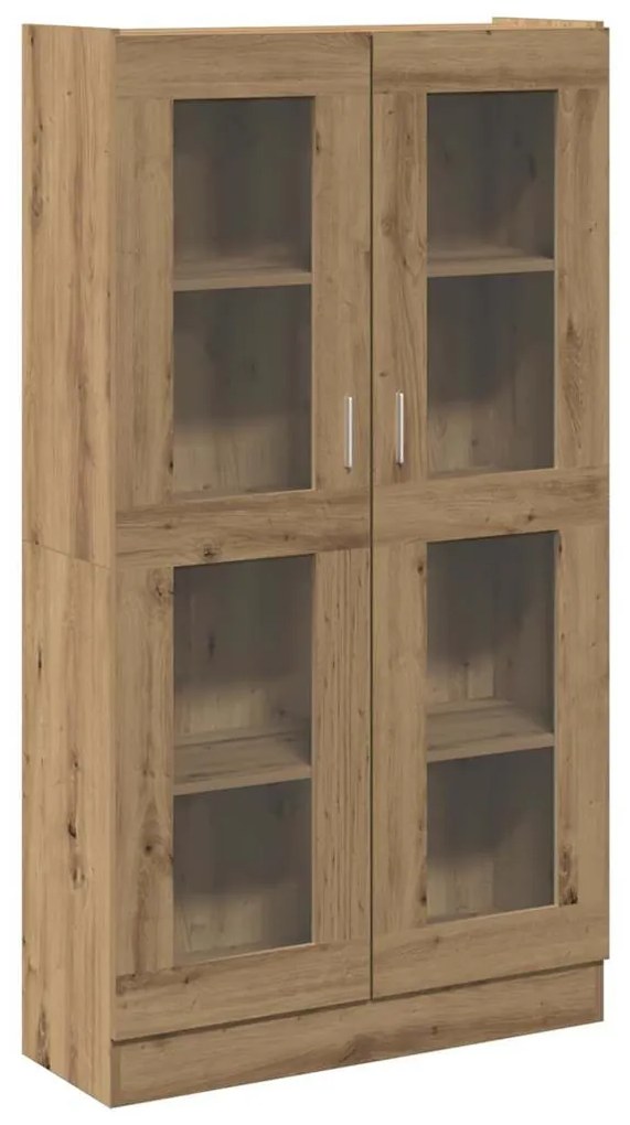 kézműves tölgy színű szerelt fa magasszekrény 82,5x30,5x150 cm