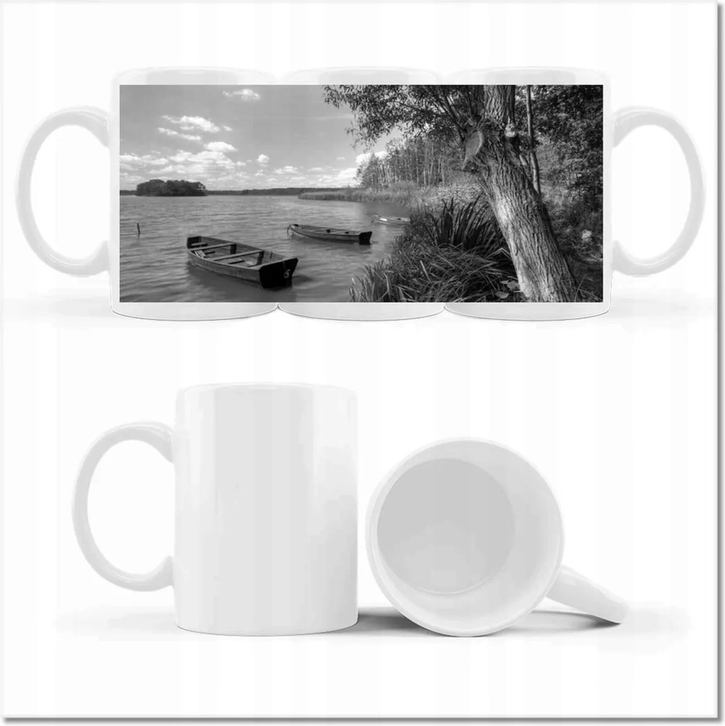 Csónakok a tavon fotóval ellátott bögre