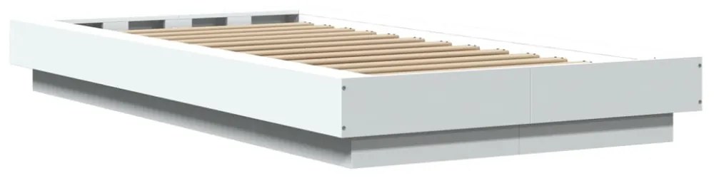 fehér szerelt fa ágykeret LED-világítással 90 x 190 cm