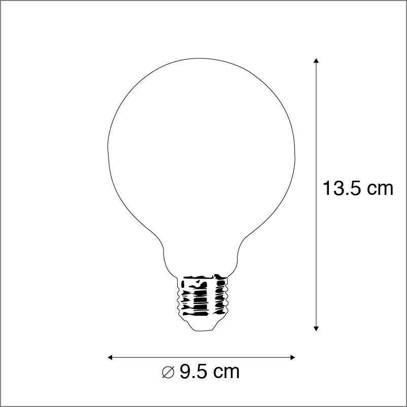 5 db E27 szabályozható LED izzó G95 5W 470lm 2700K