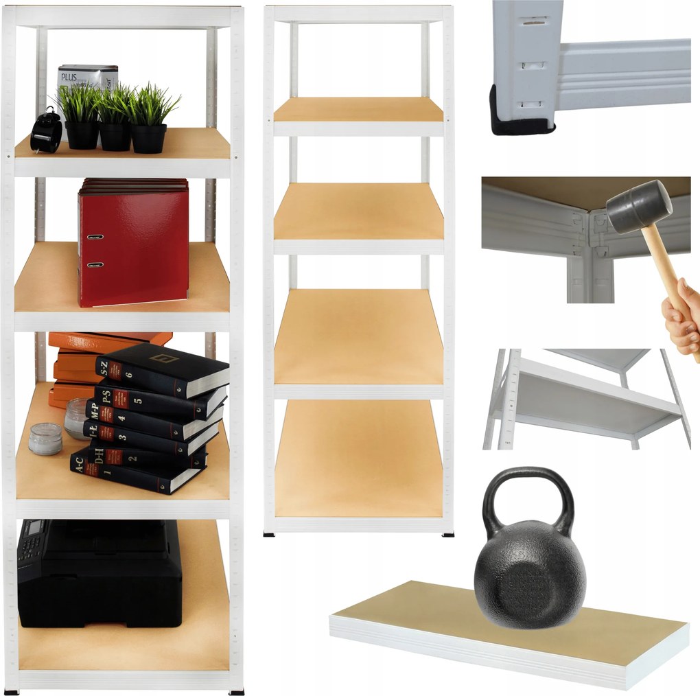 Tárolószekrény fém állvány Helios 213x50x50cm 5Px175kg Tömör