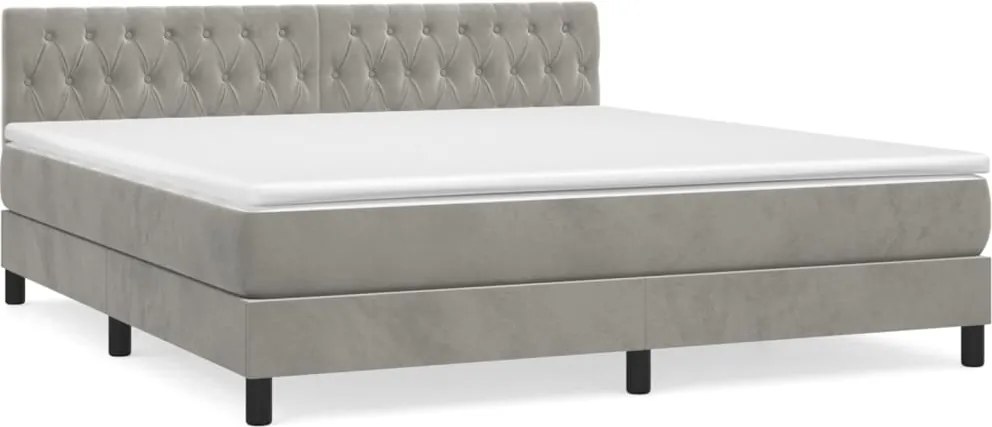vidaXL világosszürke bársony rugós ágy matraccal 180x200 cm