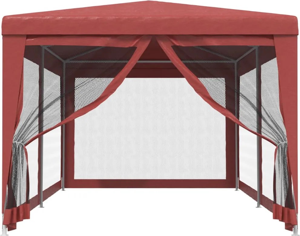 Piros HDPE rendezvénysátor 6 hálós oldalfallal 3 x 6 m