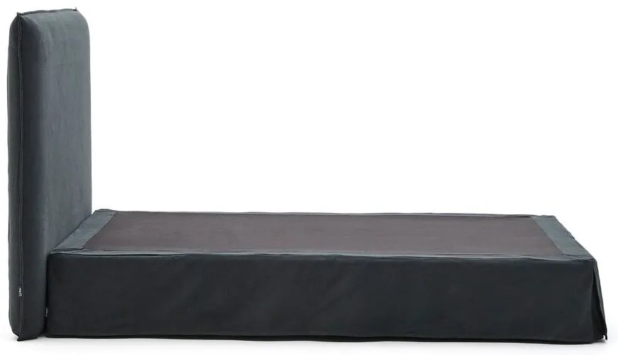 Antracitszürke kárpitozott franciaágy 160x200 cm Jaira – Kave Home