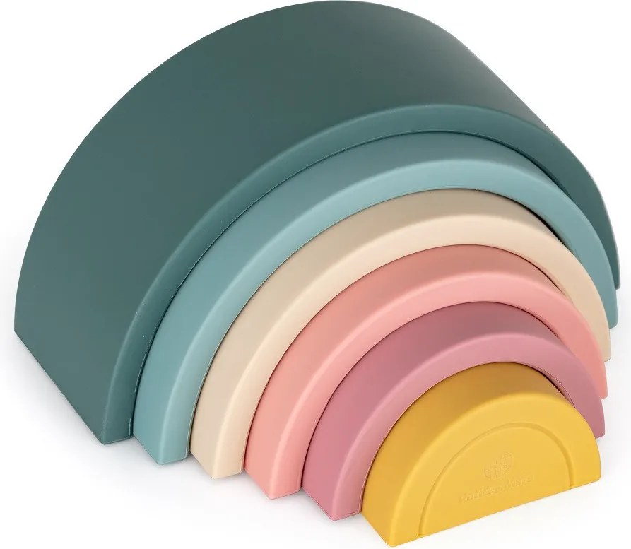 PETITE&MARS szilikon egymásra rakható játék Rainbow Misty Green 12m+