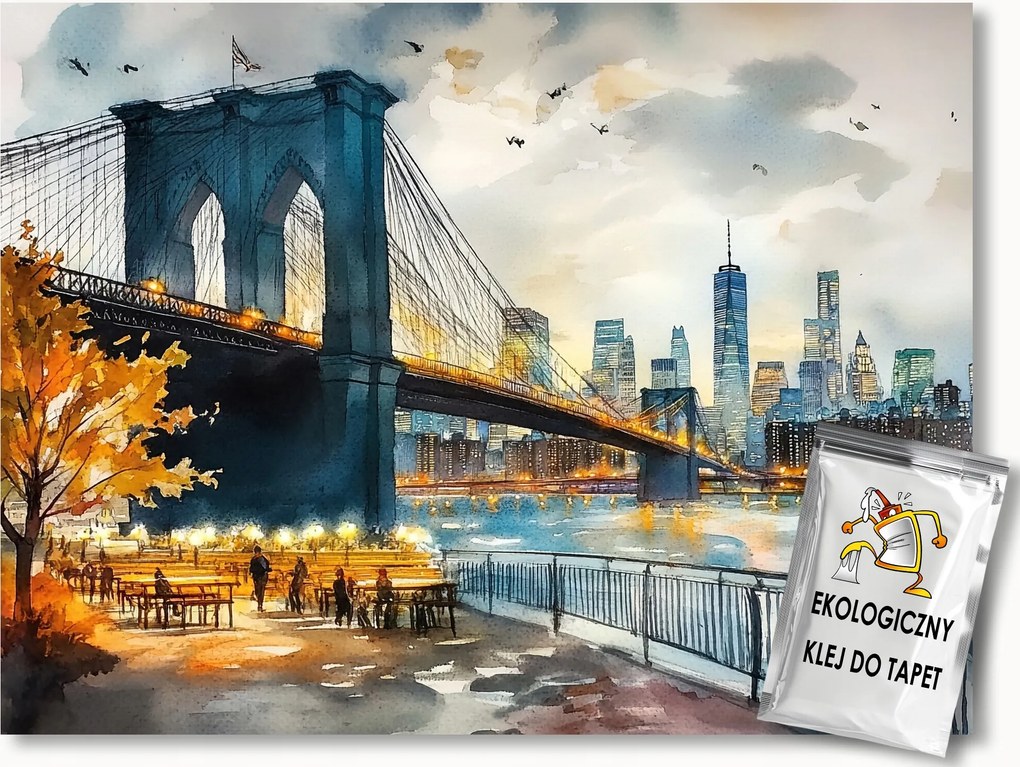 Fotótapéta Flizelina Kilátás New York Manhattan Brooklyn Híd 200x140 ragasztó