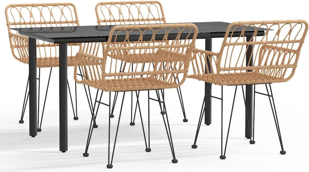 vidaXL 5 részes polyrattan kerti étkezőgarnitúra