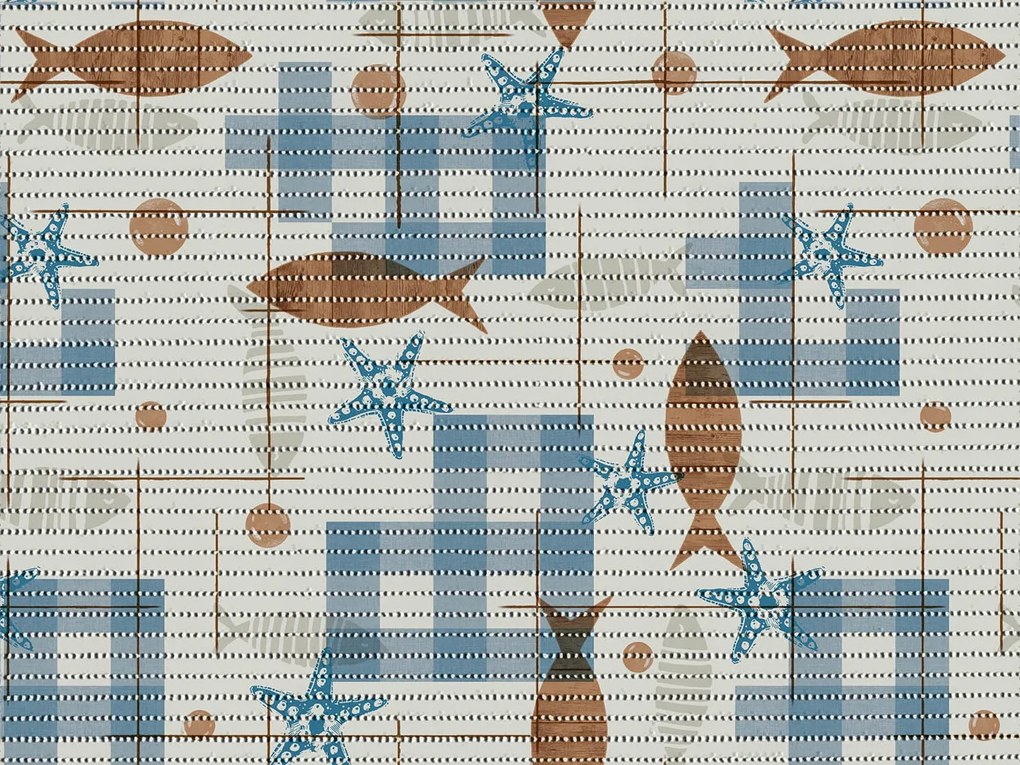 Fürdőszobaszőnyeg Csúszásgátló Tengeri Halak aqua 170x65 cm