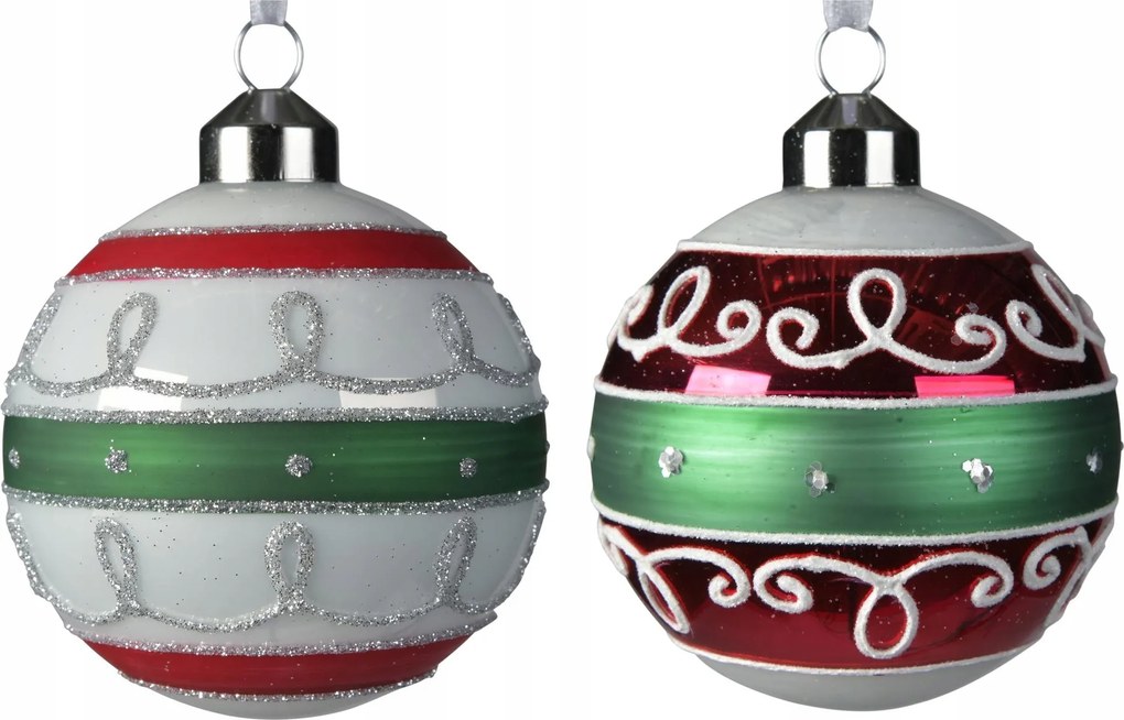 Csillámos mintás üveggömb, többszínű