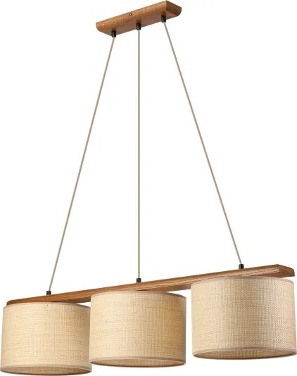 AIDA zsinóros függeszték 3x E27/15W/230V átmérő 25 cm tölgy/rafia