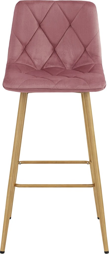 Sötét rózsaszín bárszék NADO VELVET tölgy hatású lábakkal