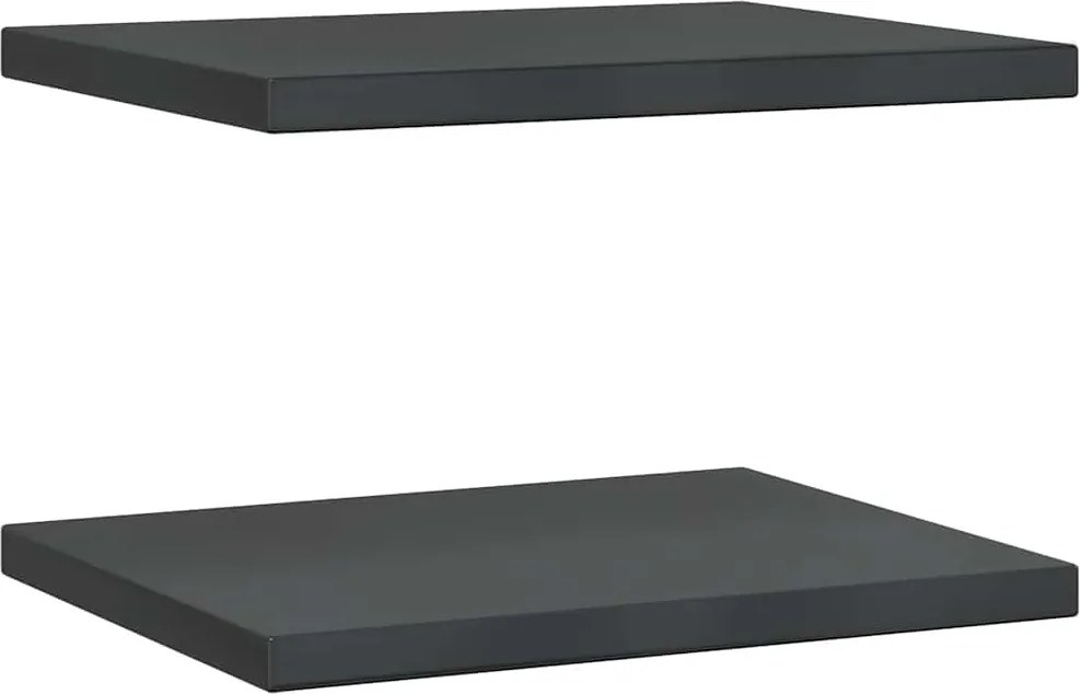 vidaXL 2 db fekete rozsdamentes acél fali polc 50 x 40 x 3 cm