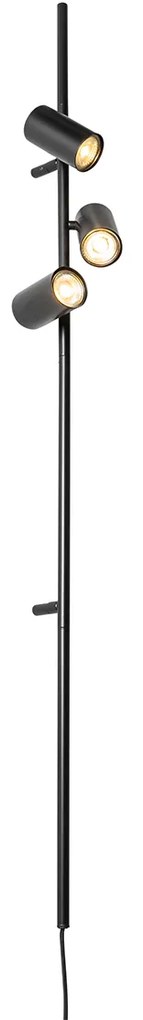 Okos fali lámpa fekete, lábkapcsolóval, 3 fényforrású, 3 Wifi GU10 50mm-es izzóval - Jeana Luxe