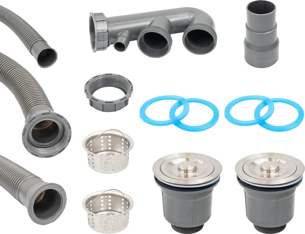 Tia szögletes két medencés gránit mosogató bézs