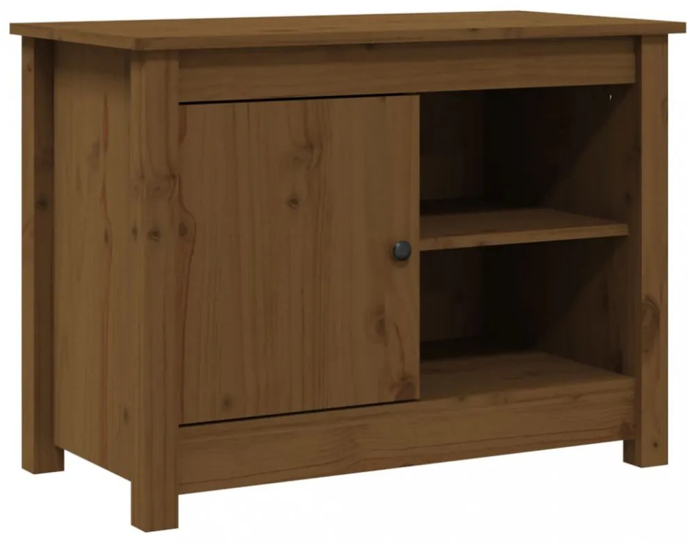 mézbarna tömör fenyőfa TV-szekrény 70 x 36,5 x 52 cm