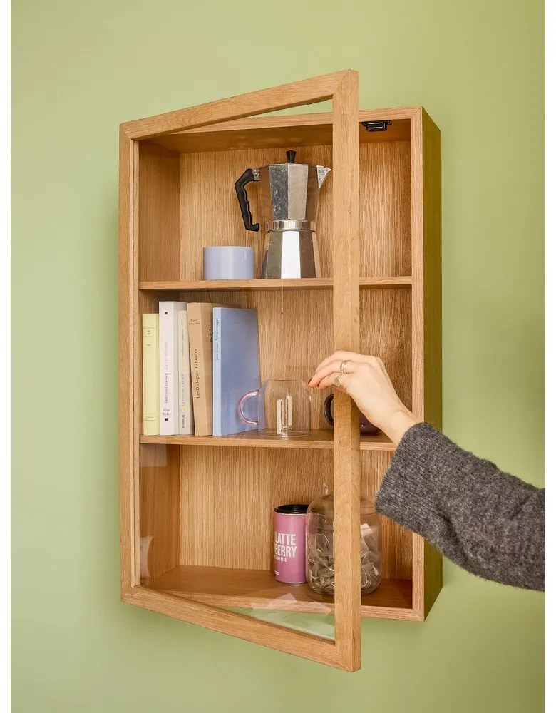 Natúr színű függő tálalószekrény tölgyfa dekorral 50x80 cm Panorama – Hübsch