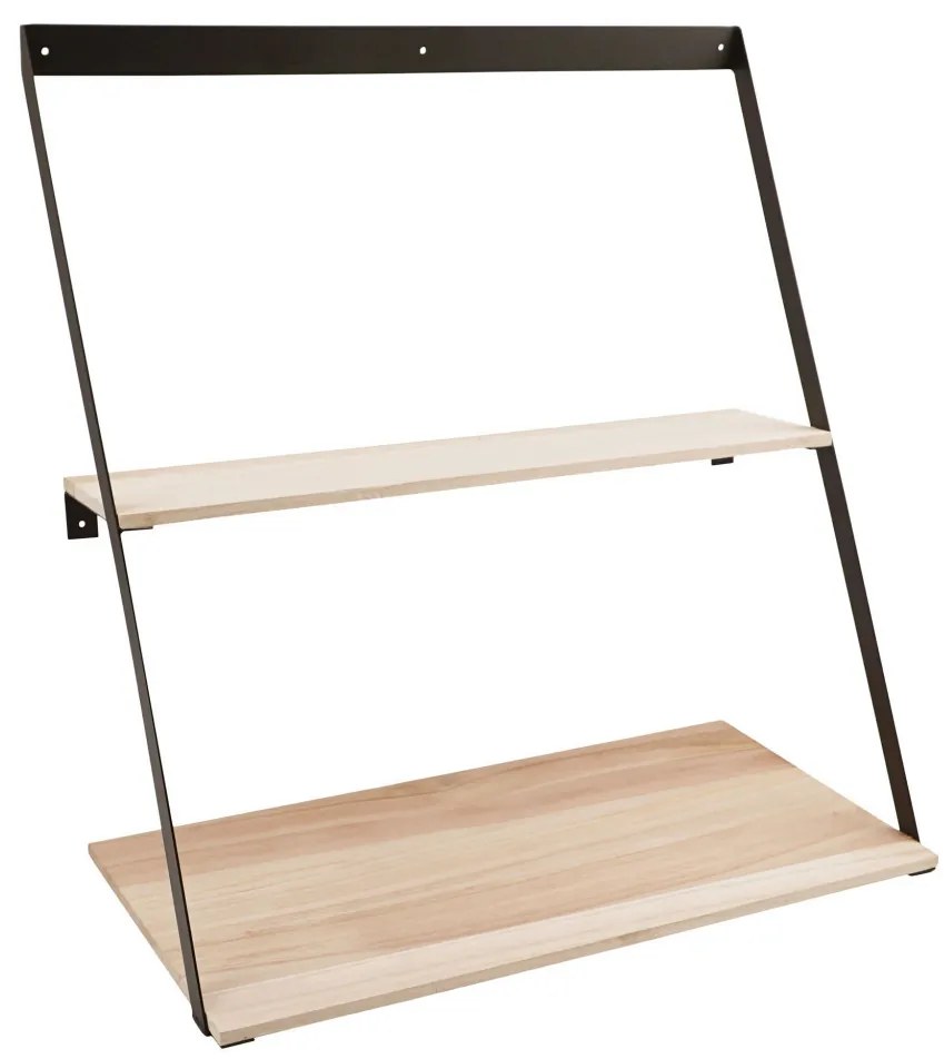 Bern fali polc, acél, fenyőfa 50x21x52 cm