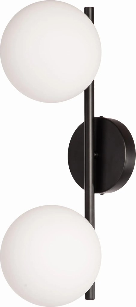 Fali lámpa Milano black dupla tejgömbök