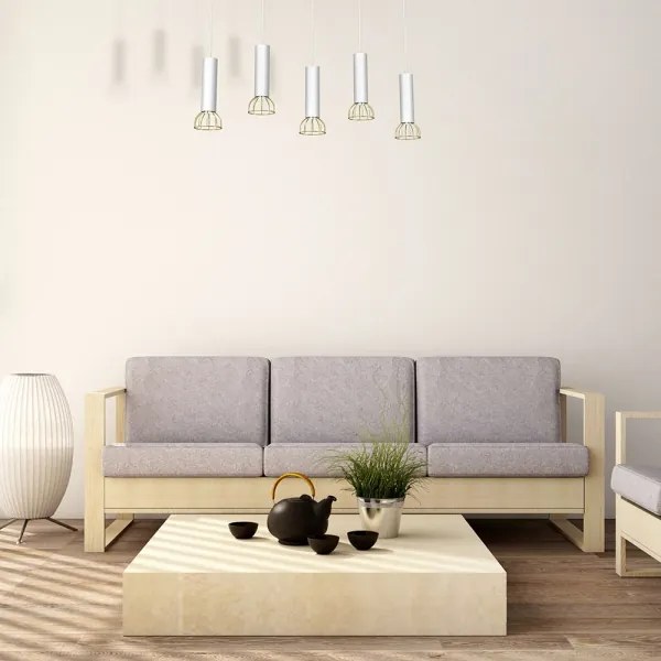 Csillár zsinóron DANTE 5xGU10/25W/230V fehér/arany