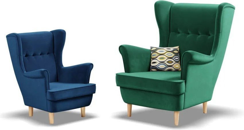 Uszak Mini fotel, bársony, kék