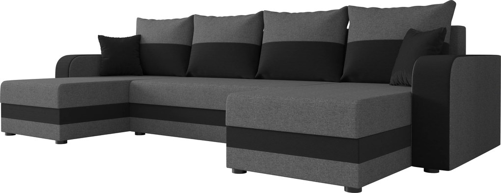 Kinyitható U alakú ülőgarnitúra VALERIO 305x140 cm, sötétszürke/antracit