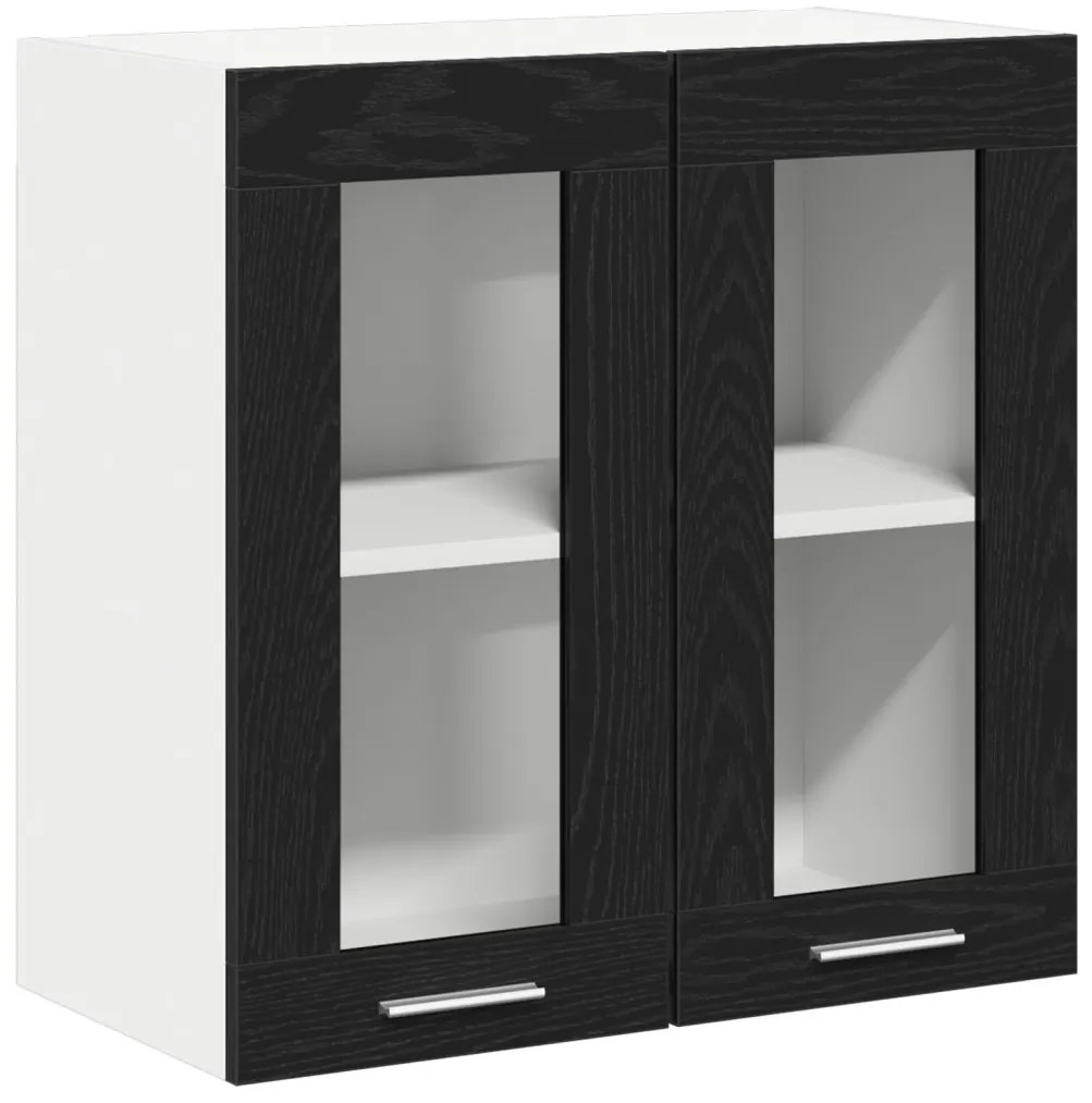 vidaXL Fekete tölgy függő üveg szekrény - 60x31x60 cm, mérnöki fából