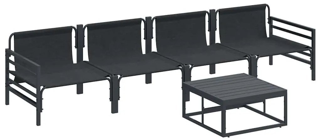 Kerti Kanapé Szett 5 pcs Antracit Acél
