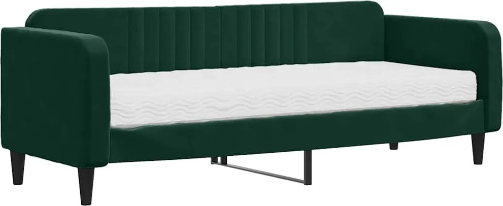 vidaXL sötétzöld bársony heverő matraccal 80 x 200 cm