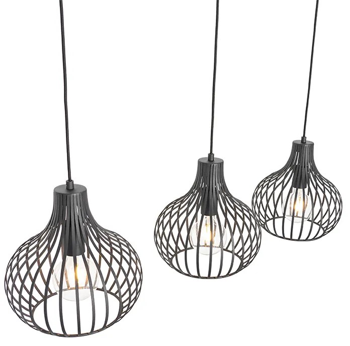 Modern lógólámpa fekete 3-lámpás - Saffira