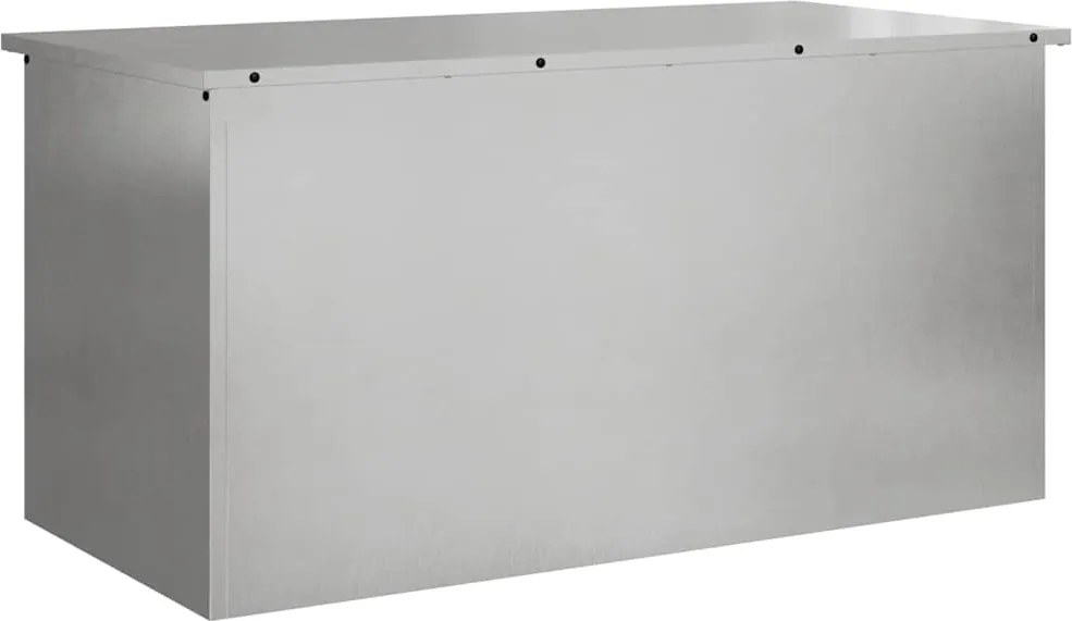 vidaXL Kültéri Tároló Doboz Ezüst 100 x 50,5 x 50 cm Acél