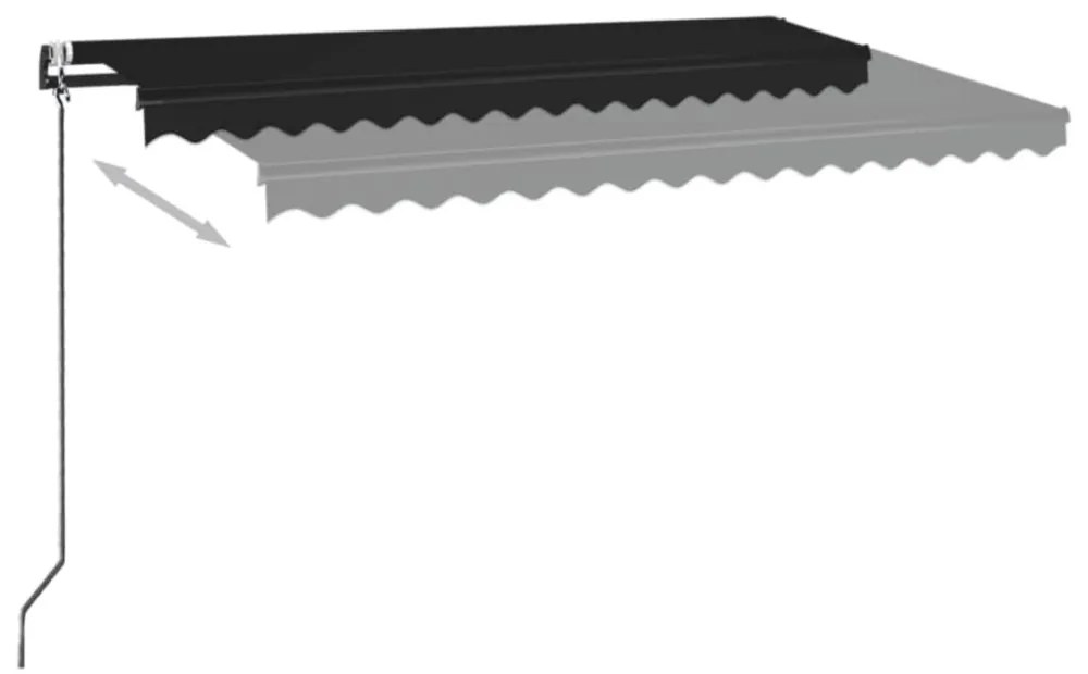 antracitszürke szélérzékelős és LED-es napellenző 400x350 cm