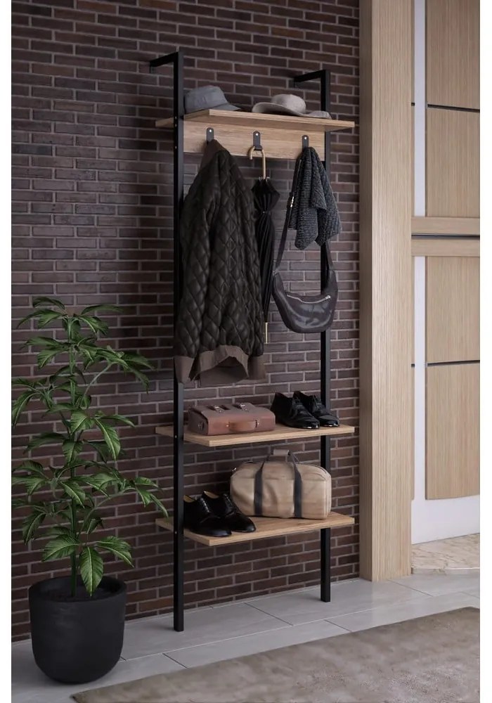 Fekete előszoba bútor újrahasznosított fából Nina - Kalune Design