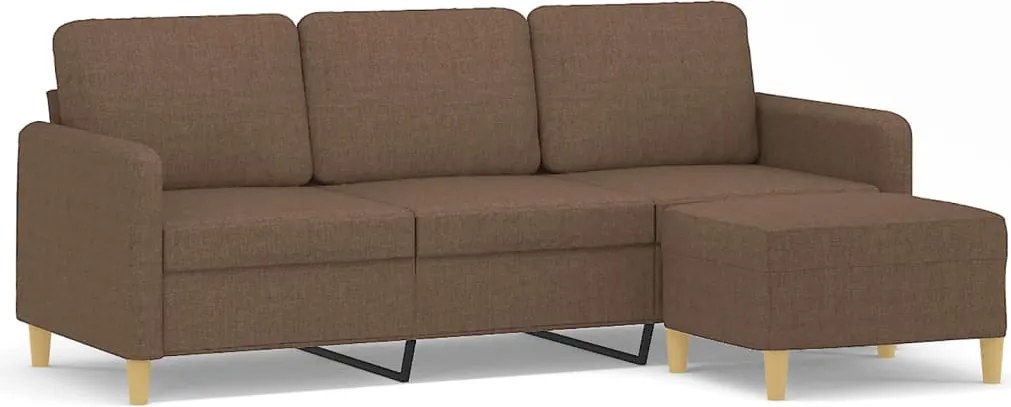 vidaXL 3 személyes barna szövet kanapé lábtartóval 180 cm