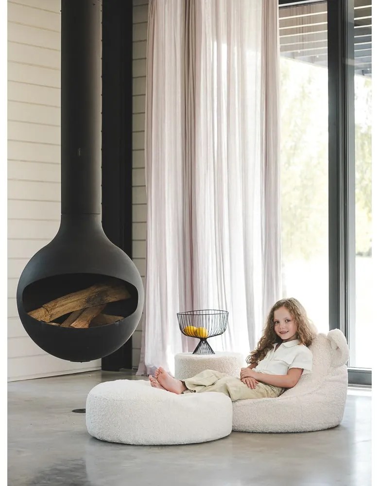 Krémszínű buklé gyerek babzsákfotel Round – Wigiwama