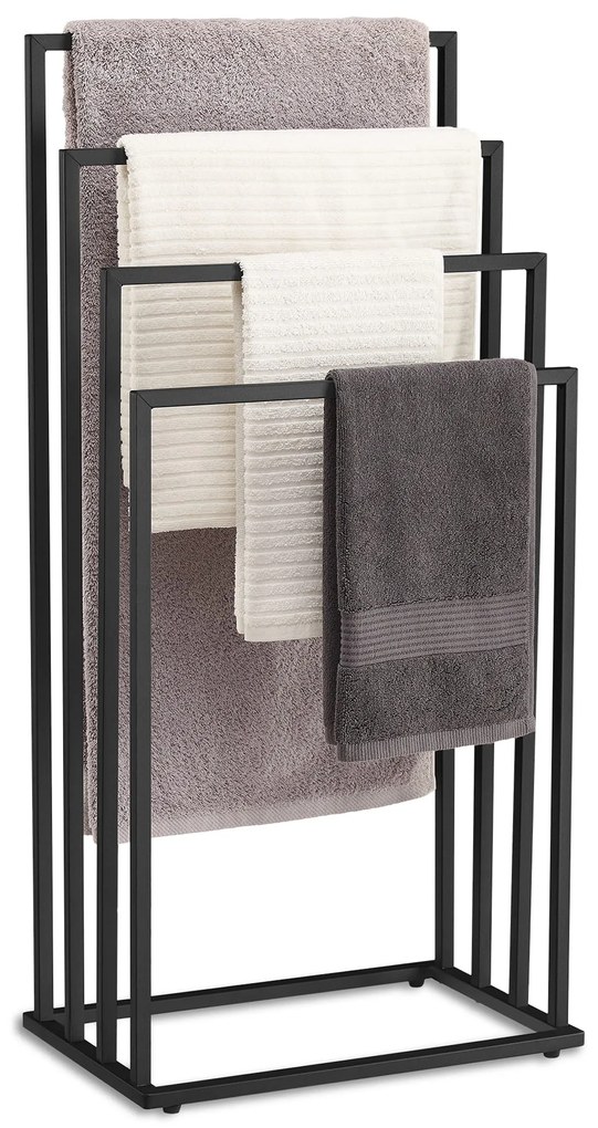 Törölközőtartó LINESTRO fémből 4 karral 93x45cm, fekete