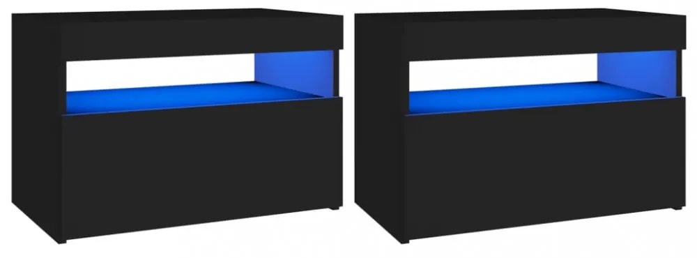 2 db fekete TV-szekrény LED-lámpákkal 60 x 35 x 40 cm