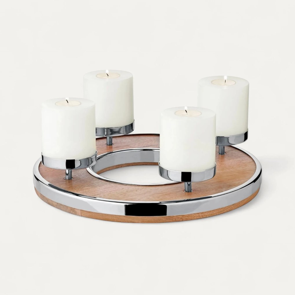 Adventi koszorú Jale (Ø 36 cm), mangófa, rozsdamentes acél szegéllyel - EDZARD