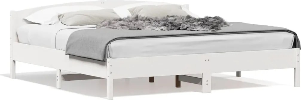 vidaXL fehér tömör fenyőfa ágy matrac nélkül 180 x 200 cm