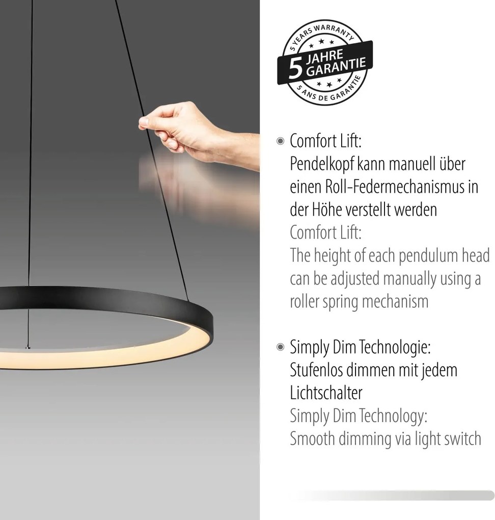 Paul Neuhaus modern függeszték hoop fekete pln2851-18