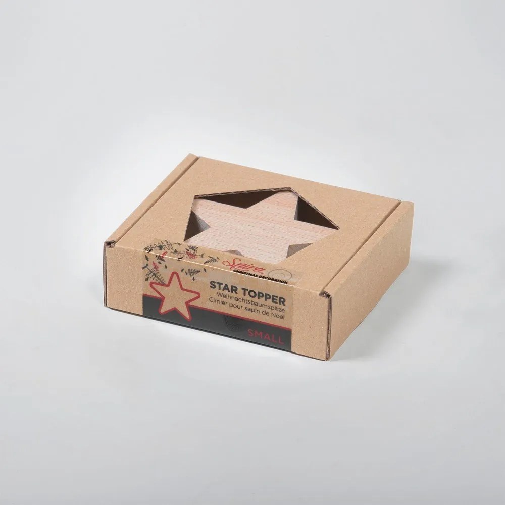 Small csillag csúcsdísz fából, dekorációs karácsonyfára - Spira