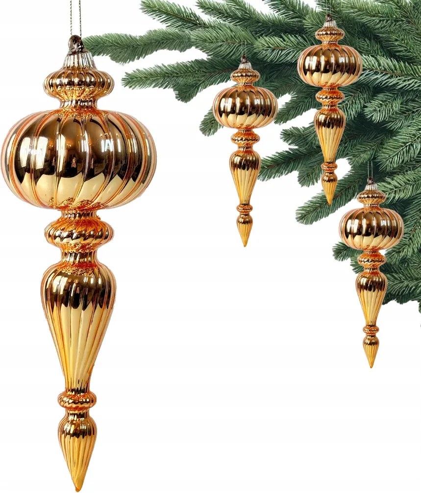 Nagy Arany Díszbomba Premium Üveg karácsonyfadísz gömbök 26cm üveg