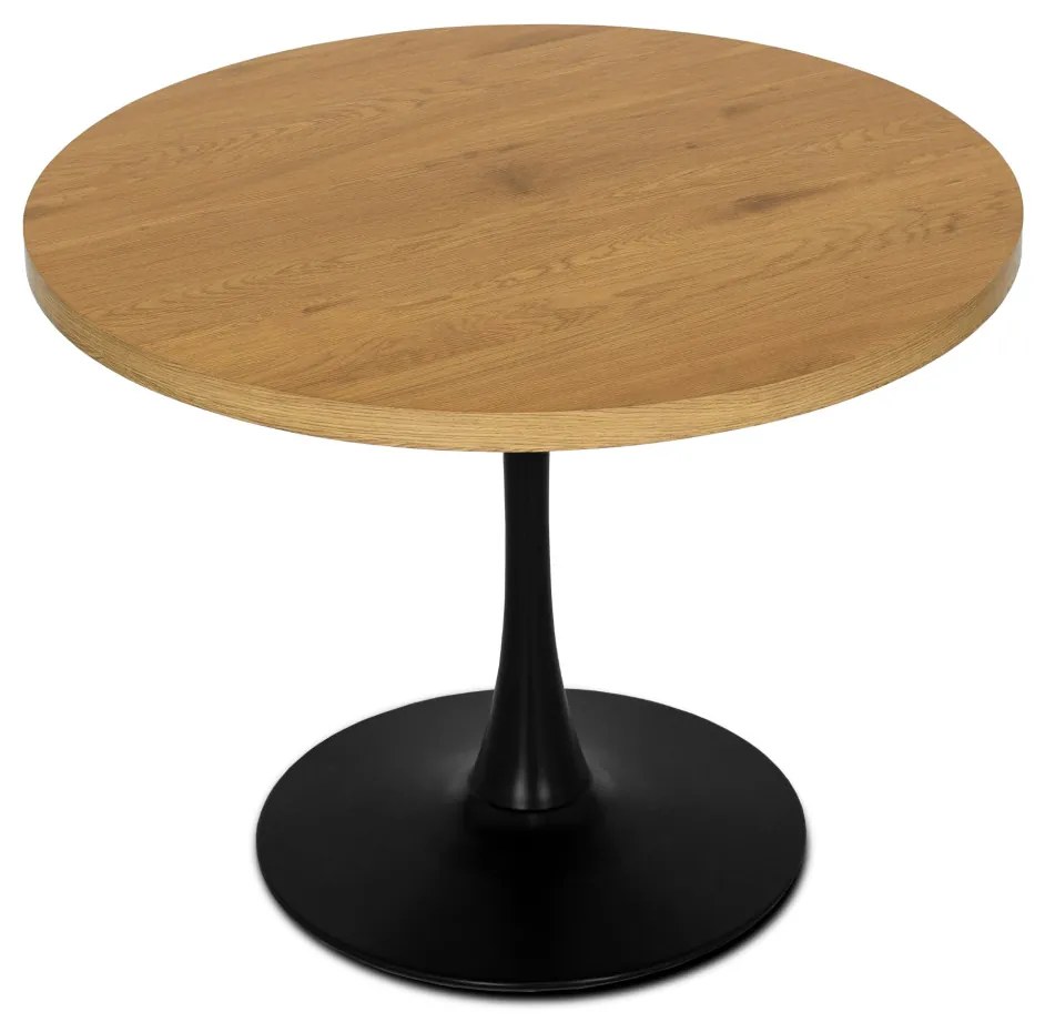 LINO Masă 100 cm stejar auriu/negru