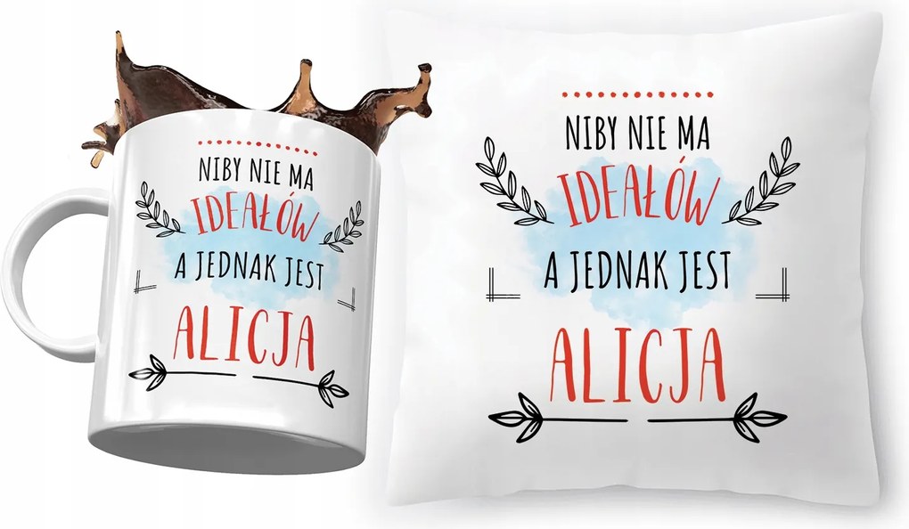 Alice párna ajándék bögre szett fényképes nyomtatással
