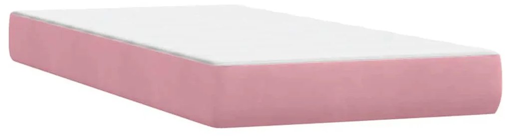Box Spring ágy matraccal rózsaszín 100x220 cm bársony