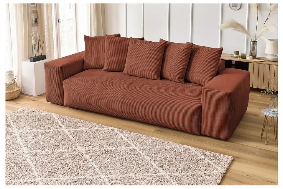Téglavörös kordbársony kanapé 280 cm Voltaire – Bobochic Paris