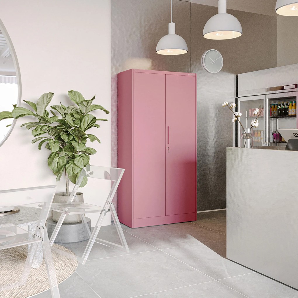 Irodai iratszekrény 4 polccal, púderrózsaszín, 900x1850x400 mm: JAN Fresh Style