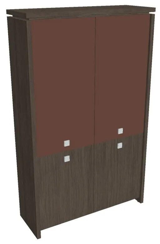 Verno magas szekrény 128 x 46 x 210 cm, kombinált ajtó, antracit tölgy / barna