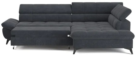 Fekete, jobbos MARANO L-alakú kihúzható sarokkanapé