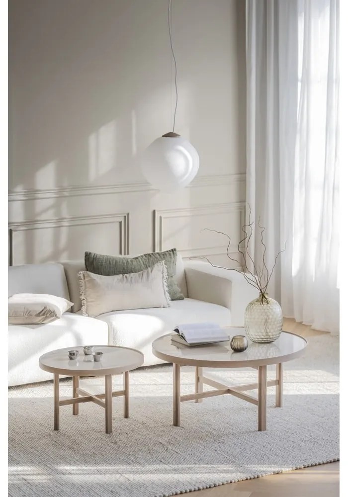 Natúr színű kerek dohányzóasztal kerámia asztallappal 90x90 cm Marsden – Rowico