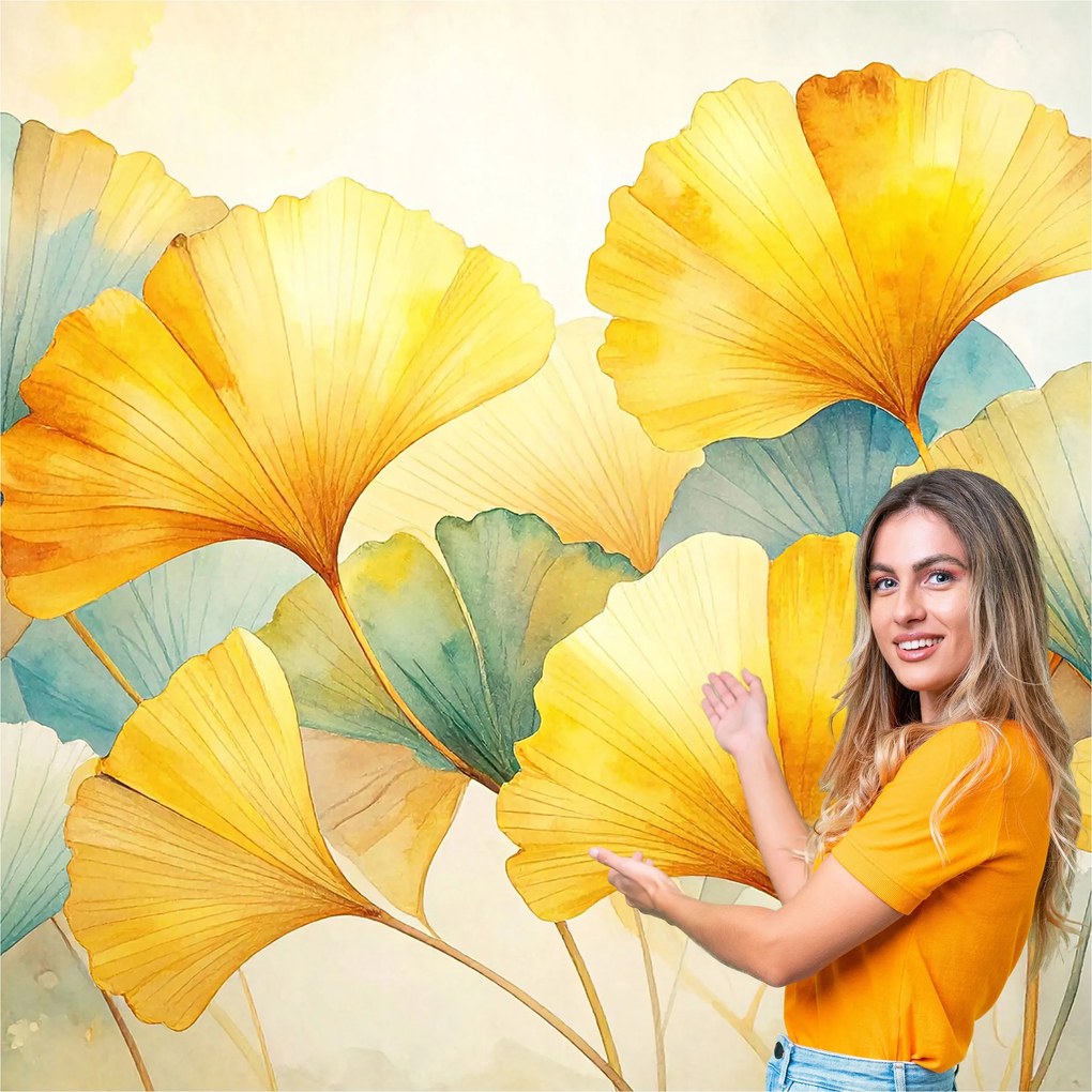 Fotótapéta Nappali Hálószoba Ginkgo biloba levelek Natura Boho 490x260 MLN05F